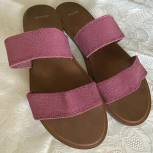 Sanuk Women's Yoga Gora Flip Flops 10 Sandals Burgundy Berry Double Slide Straps